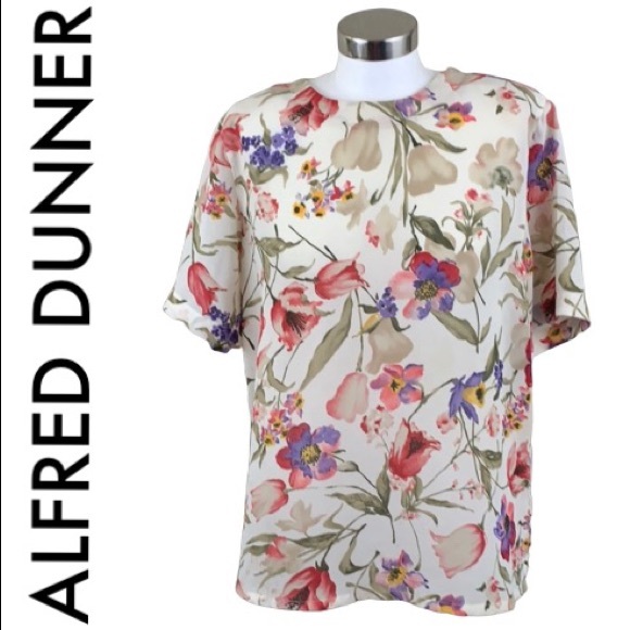Alfred Dunner Tops - ALFRED DUNNER CREAM PINK FLORAL TOP SIZE 16
